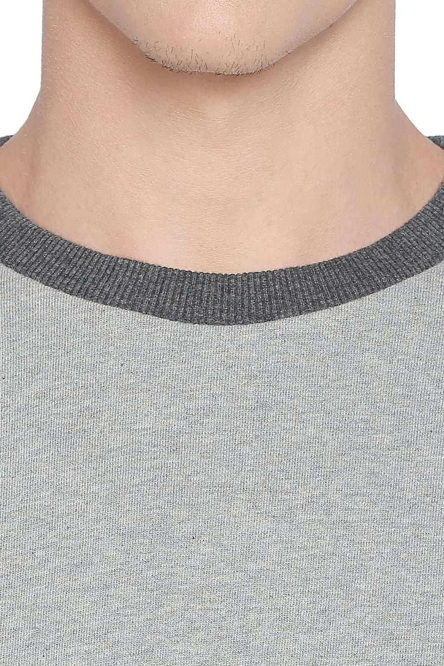 BASICS MUSCLE FIT PEWTER MELANGE CREW NECK PULLOVER KNIT JACKET