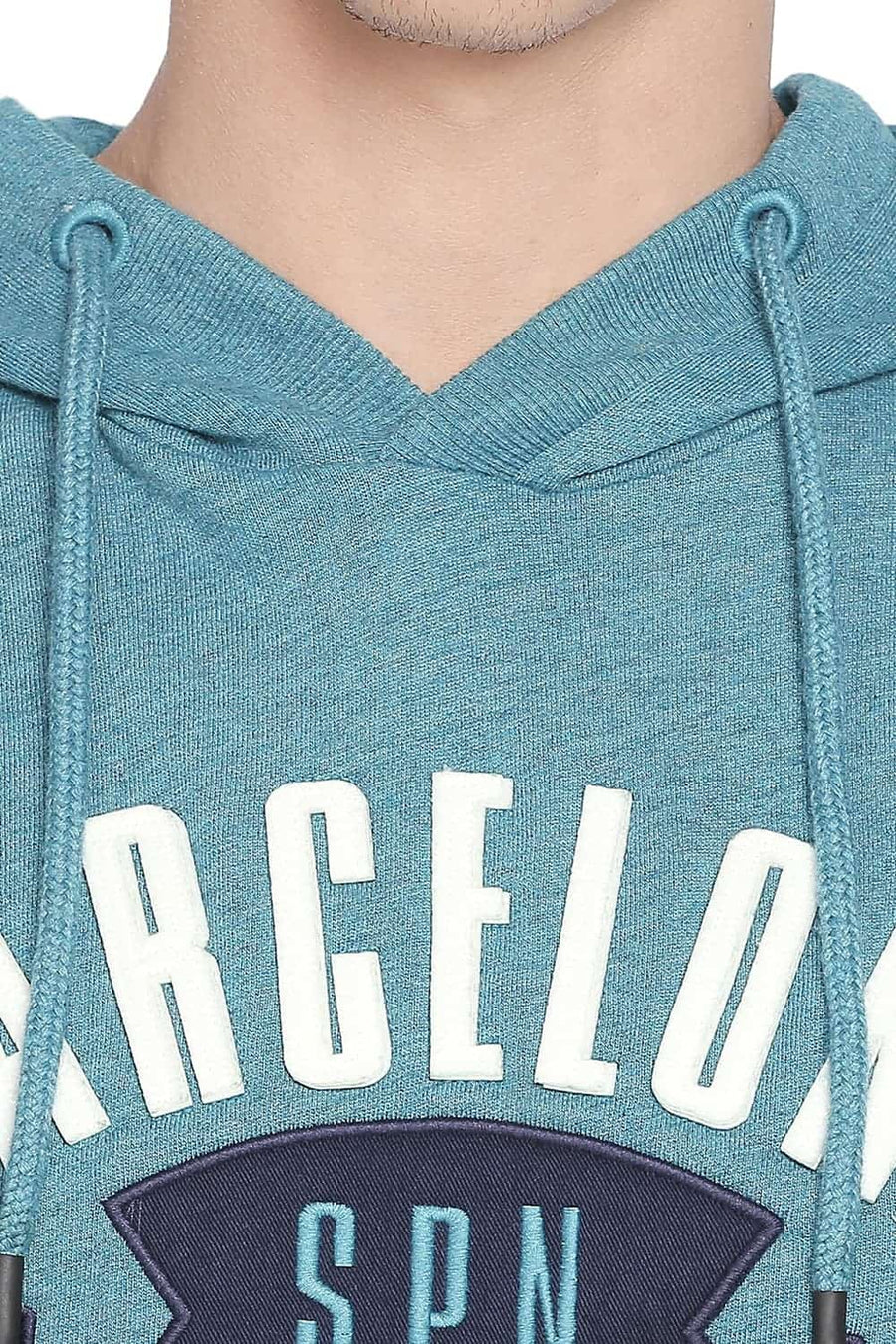 BASICS MUSCLE FIT PACIFIC HEATHER HOODED PULLOVER KNIT JACKET