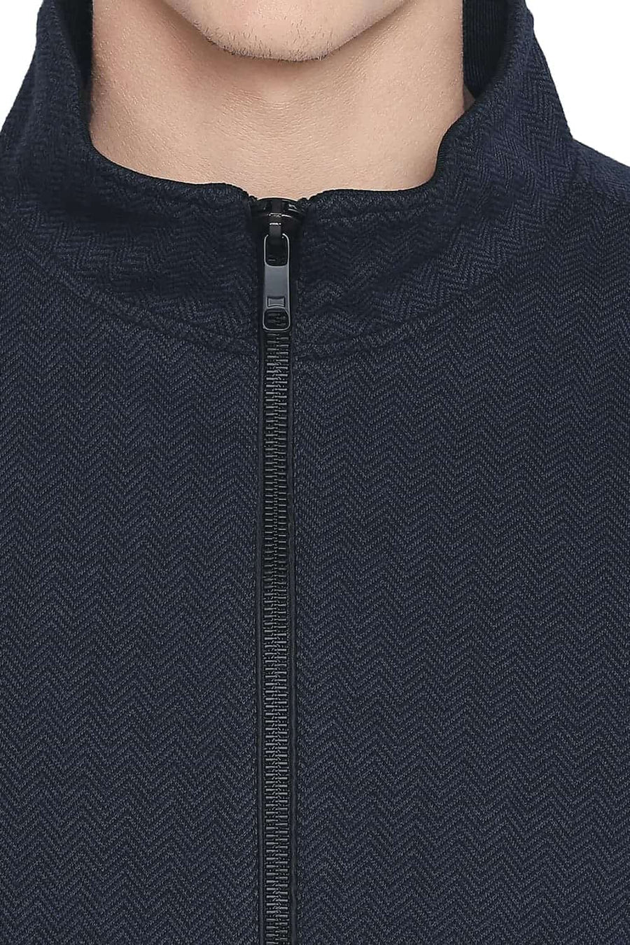 BASICS COMFORT FIT MOOD INDIGO CIRCULAR KNIT JACKET