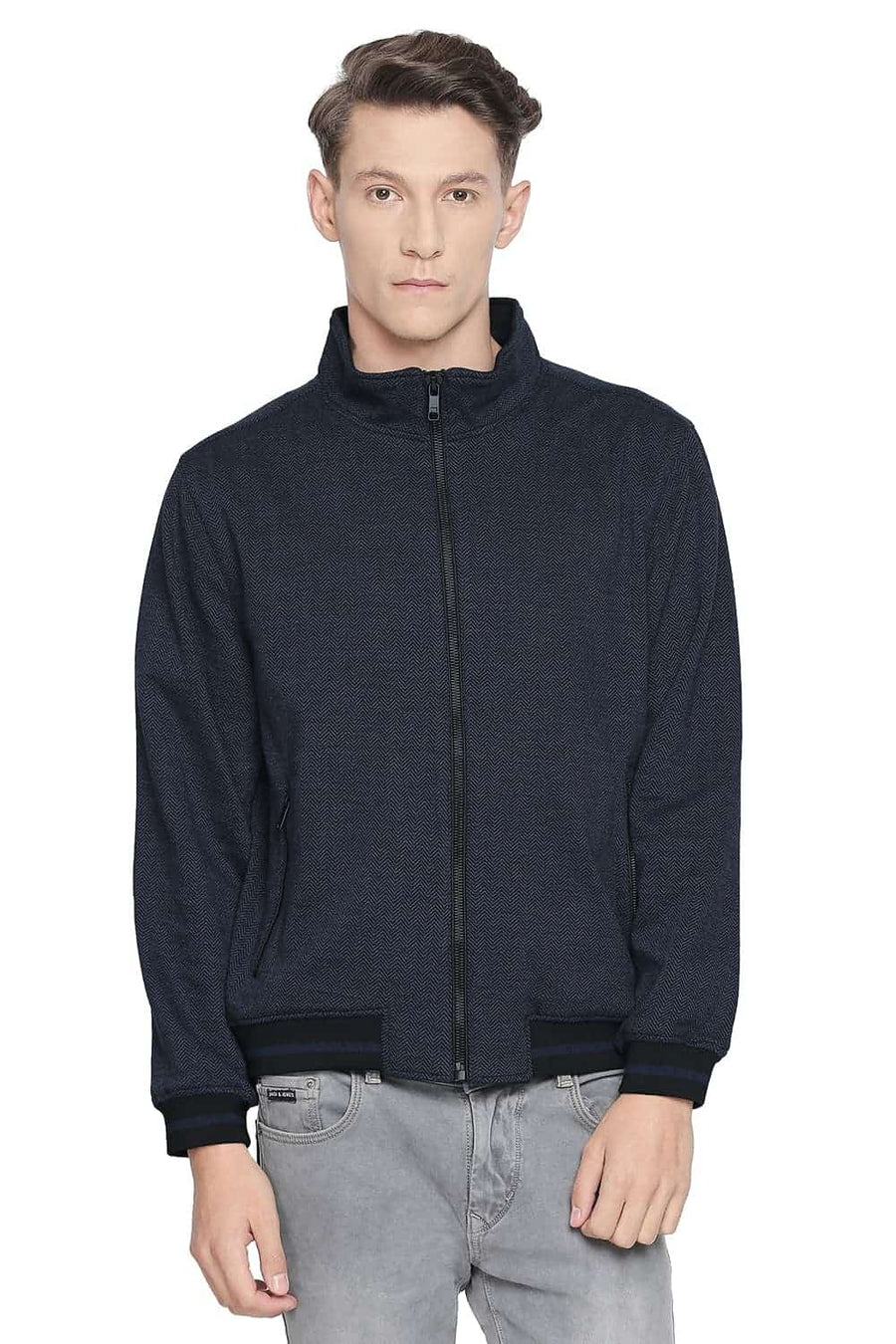 BASICS COMFORT FIT MOOD INDIGO CIRCULAR KNIT JACKET