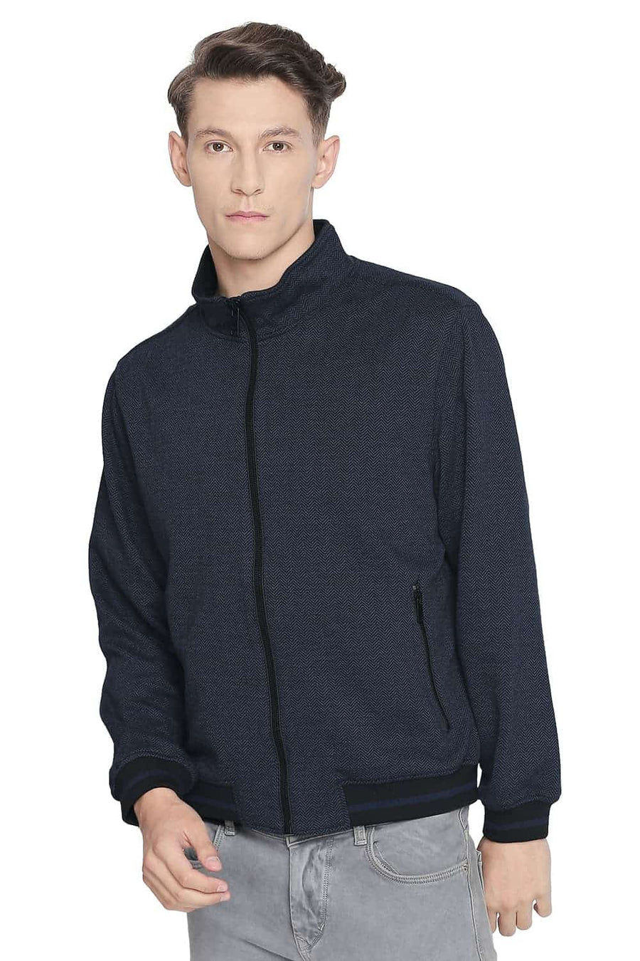 BASICS COMFORT FIT MOOD INDIGO CIRCULAR KNIT JACKET