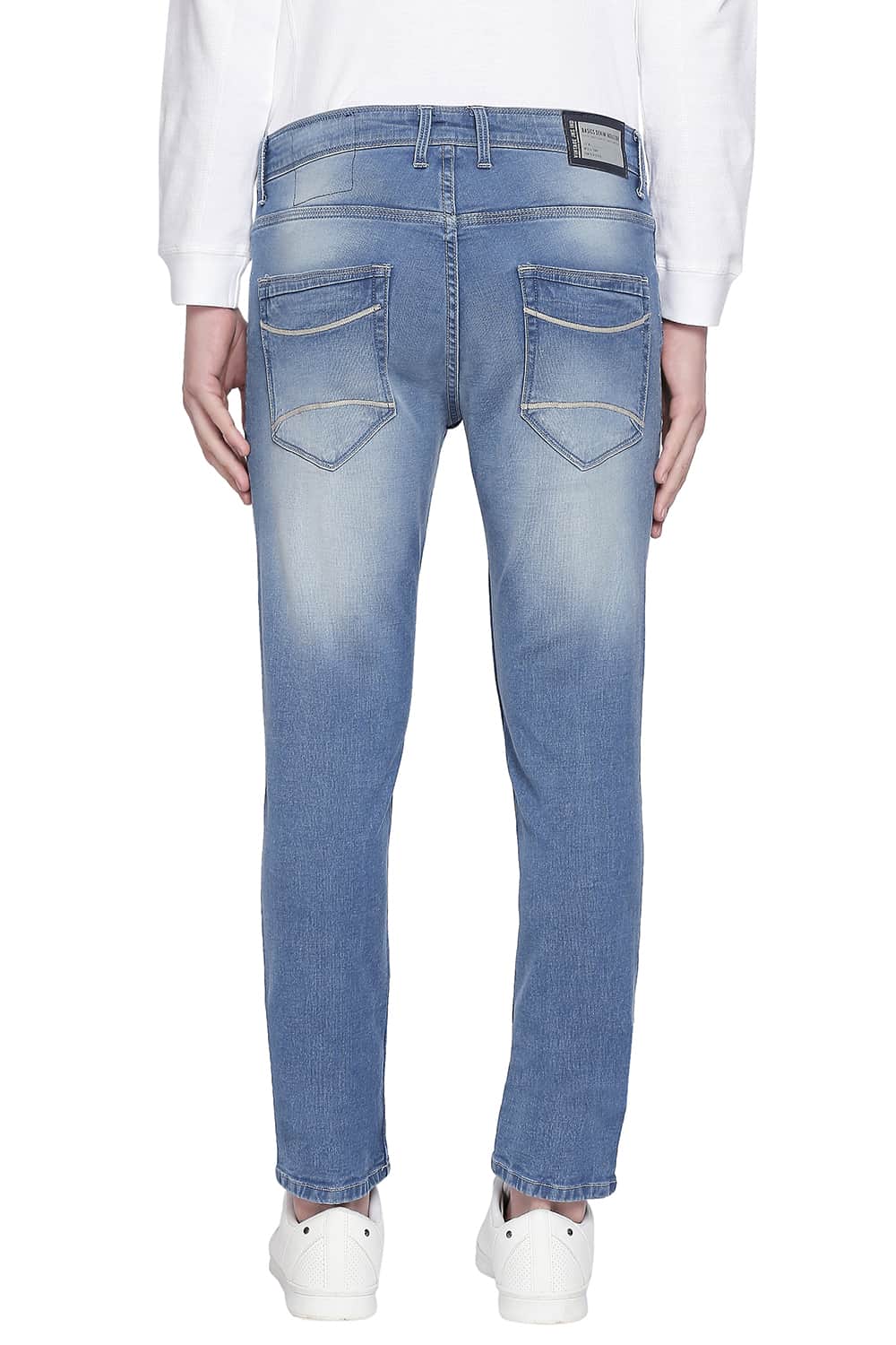 BASICS BLADE FIT FADED DENIM STRETCH JEANS