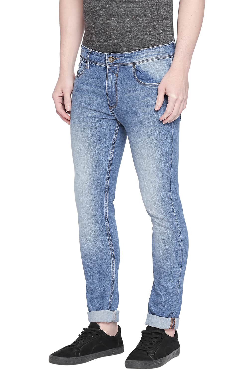 BASICS TORQUE FIT FADED DENIM STRETCH JEANS