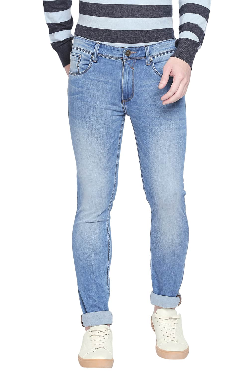 BASICS BLADE FIT FADED DENIM STRETCH JEANS