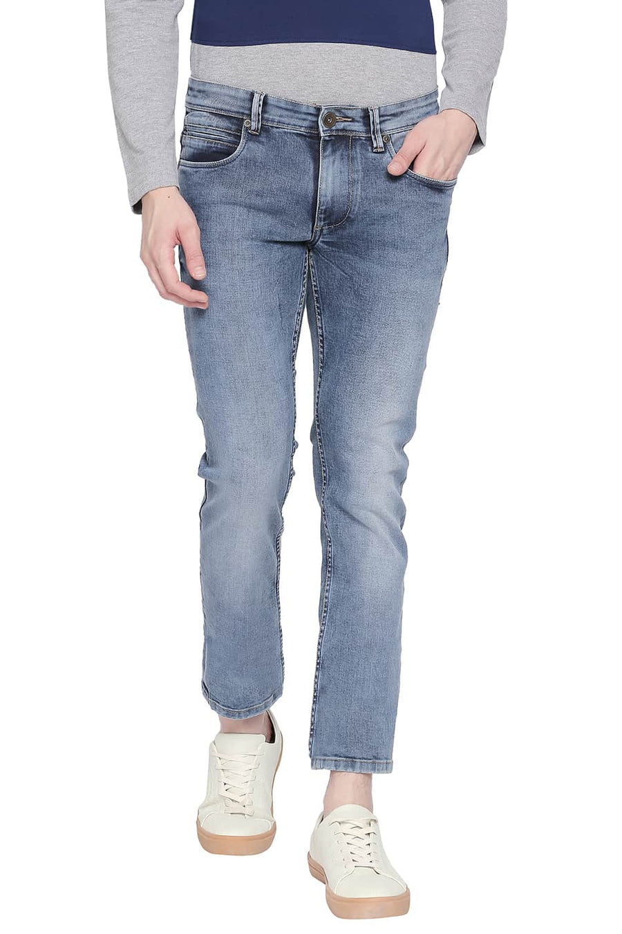 BASICS BLADE FIT DUSTY DLUE STRETCH JEANS