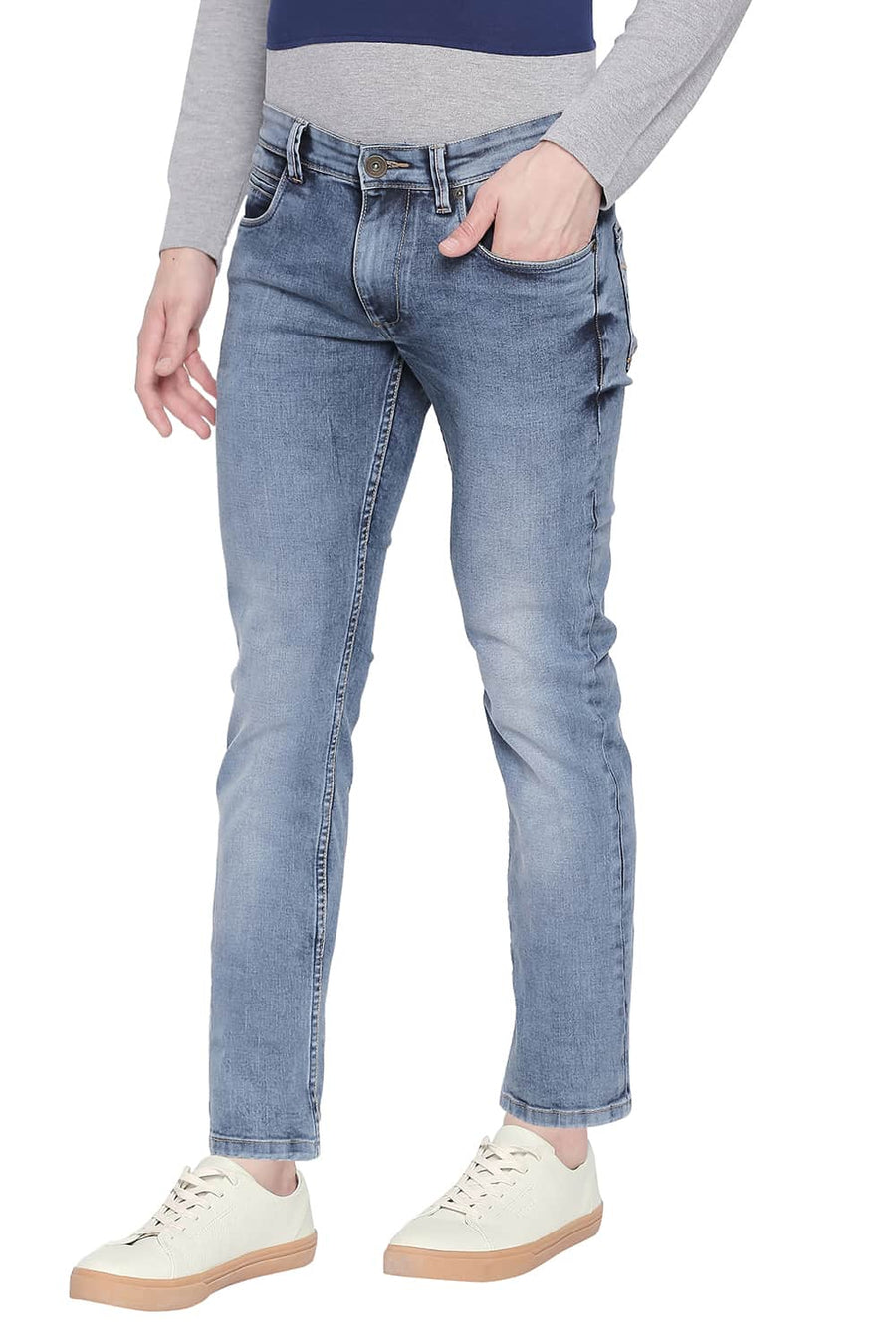 BASICS BLADE FIT DUSTY DLUE STRETCH JEANS
