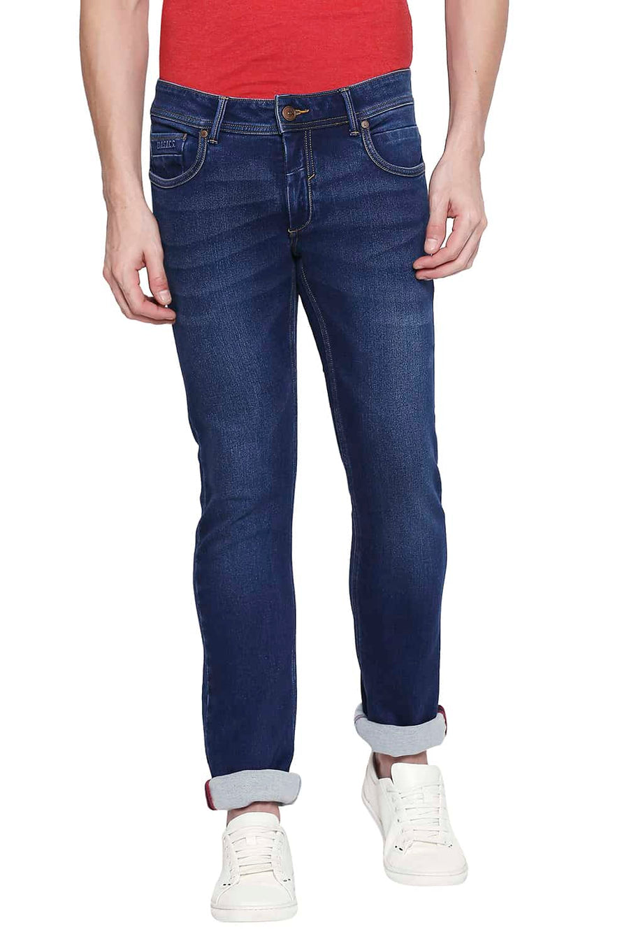 BASICS TORQUE FIT NAVY PEONY STRETCH JEANS