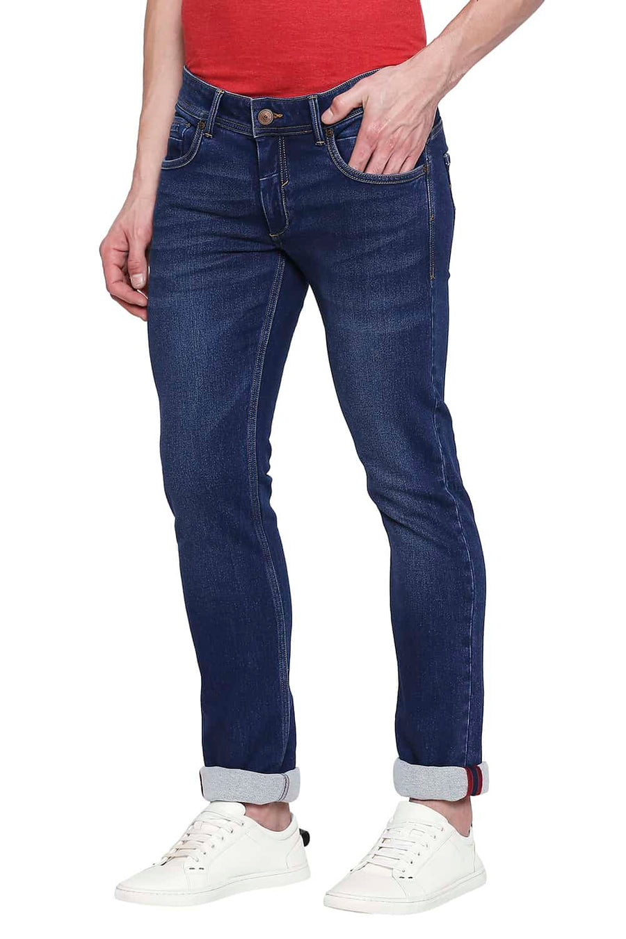 BASICS TORQUE FIT NAVY PEONY STRETCH JEANS