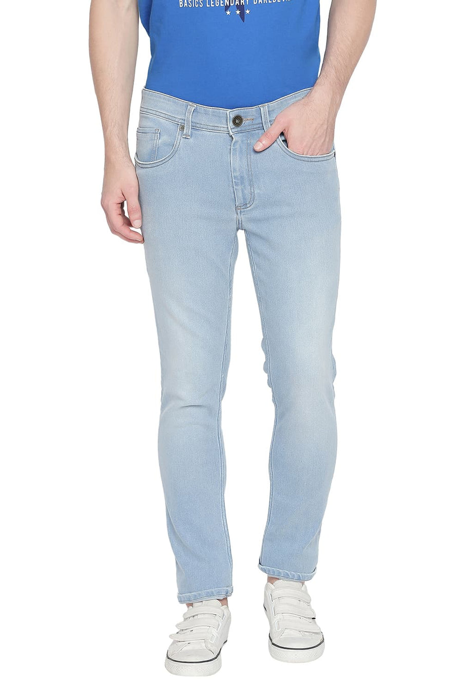 BASICS BLADE FIT BLUE FOG STRETCH JEAN