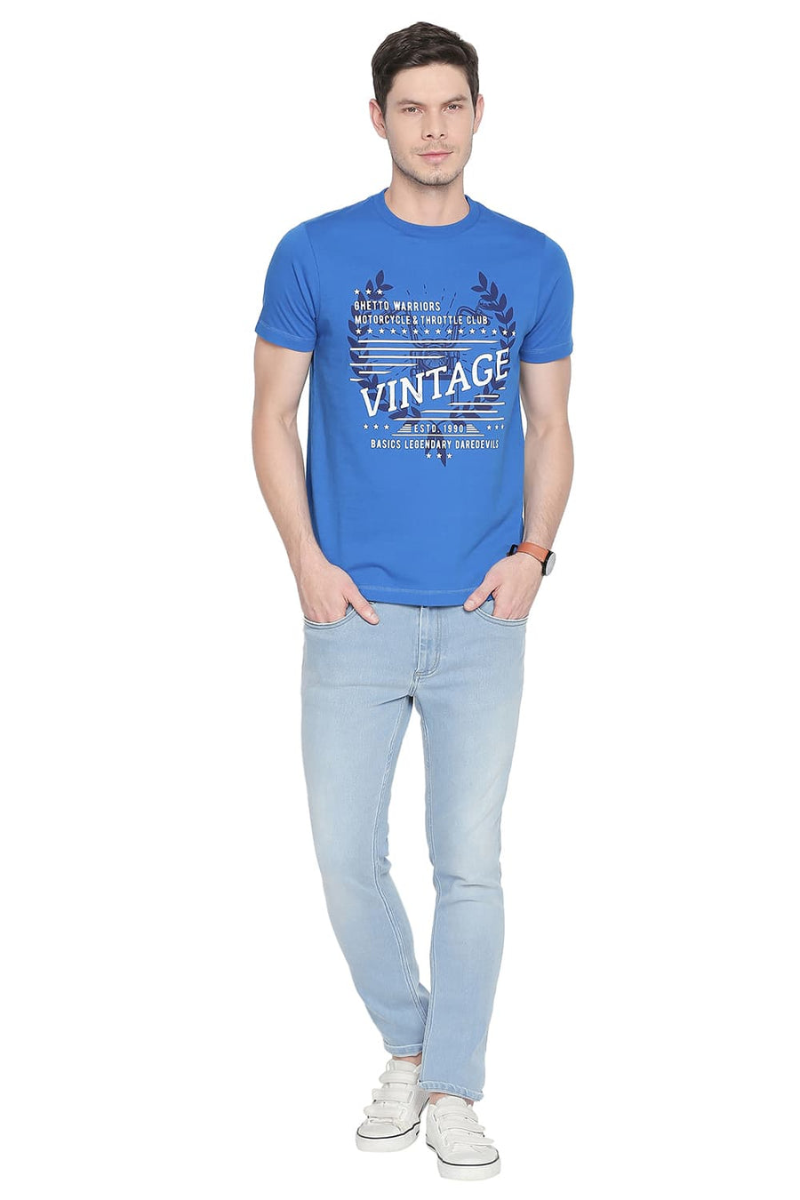 BASICS BLADE FIT BLUE FOG STRETCH JEAN