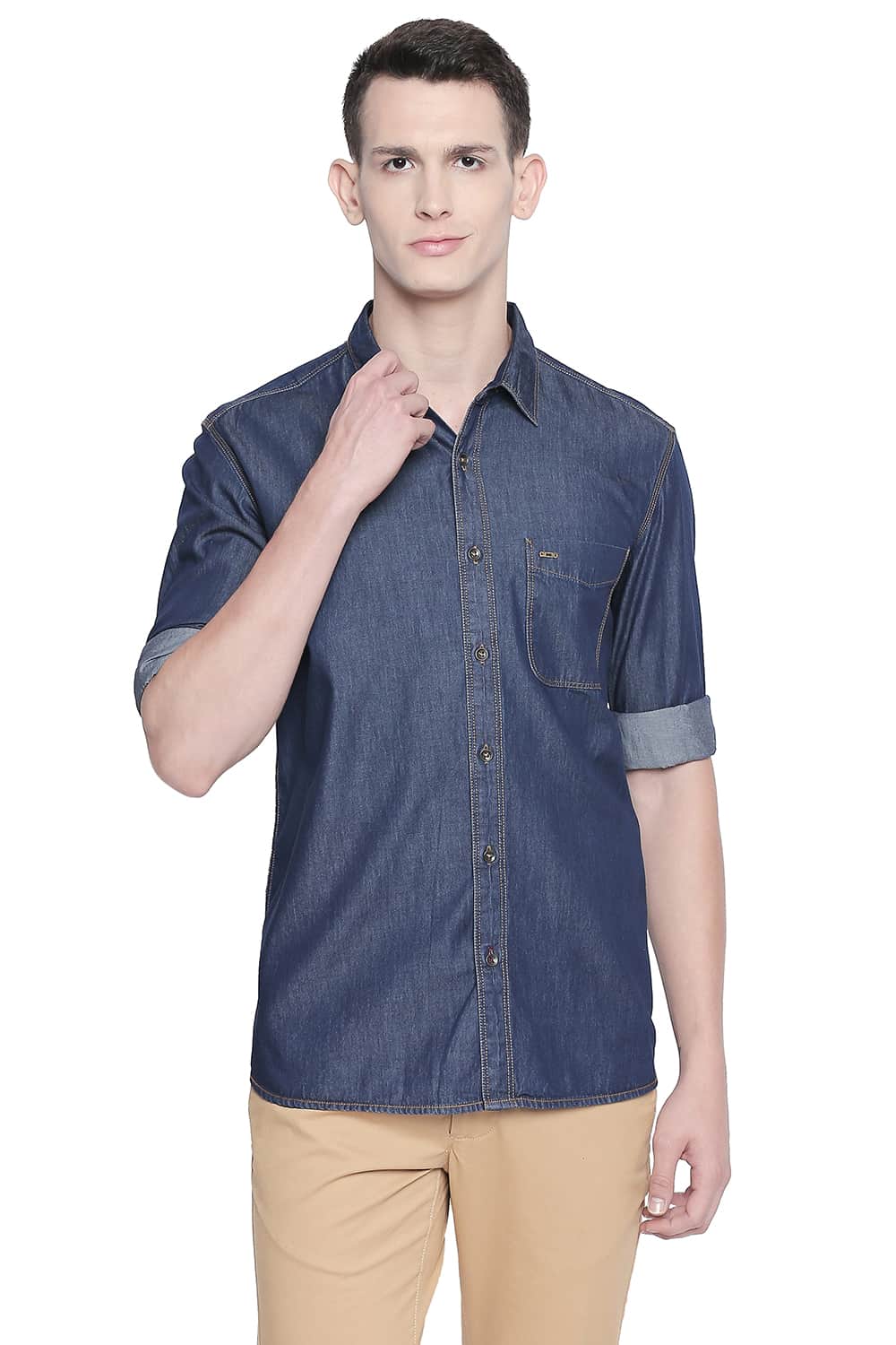 BASICS SLIM FIT MOOD INDIGO TWILL SHIRT