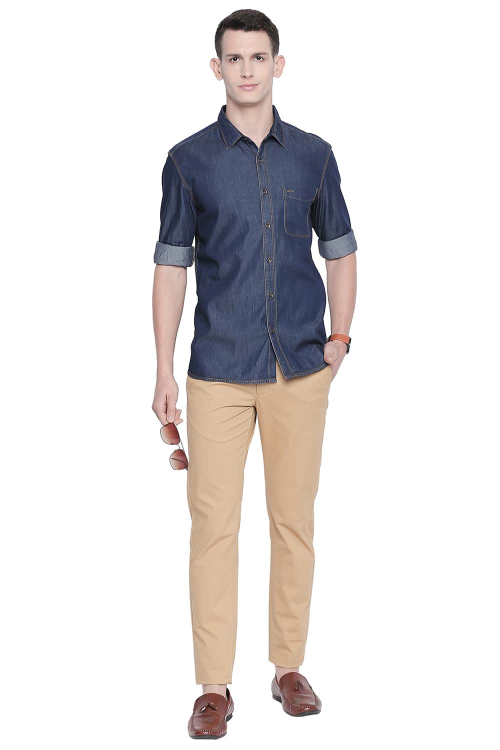 BASICS SLIM FIT MOOD INDIGO TWILL SHIRT