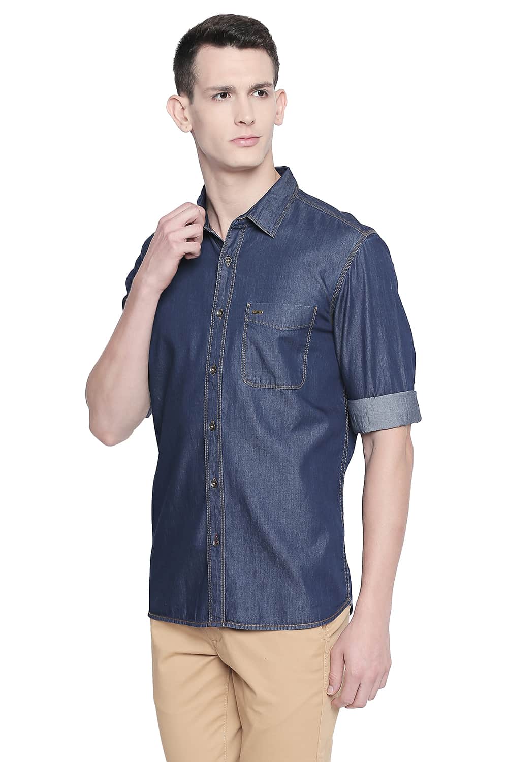 BASICS SLIM FIT MOOD INDIGO TWILL SHIRT