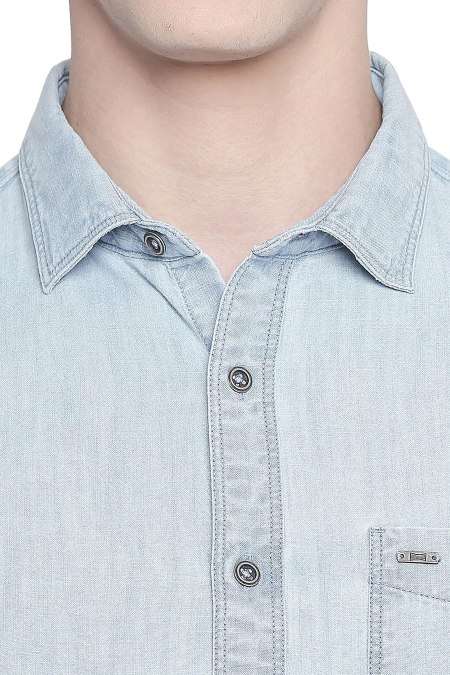 BASICS SLIM FIT BLUE SHADOW INDIGO SHIRT
