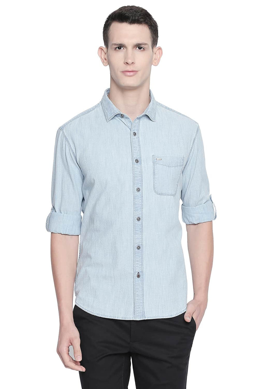 BASICS SLIM FIT BLUE SHADOW INDIGO SHIRT