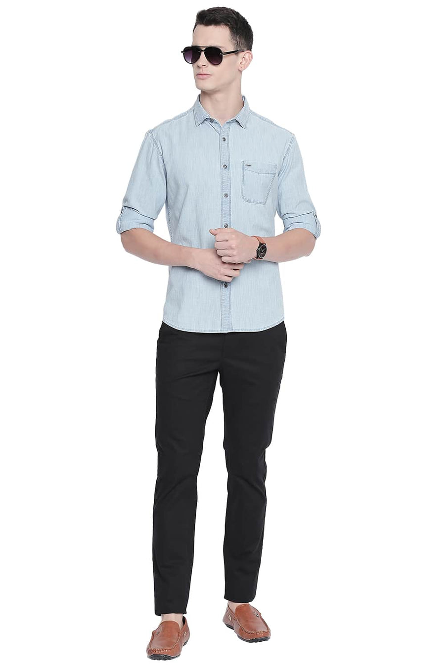 BASICS SLIM FIT BLUE SHADOW INDIGO SHIRT