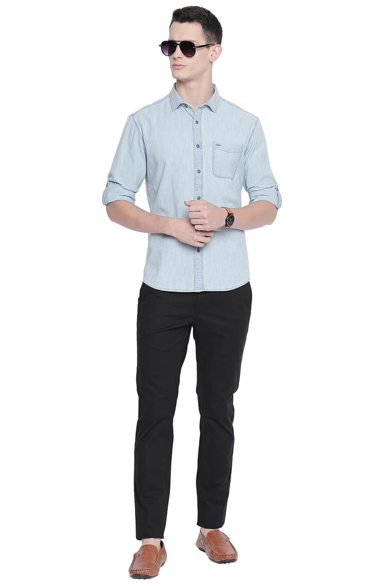 BASICS SLIM FIT INDIGO SHIRT