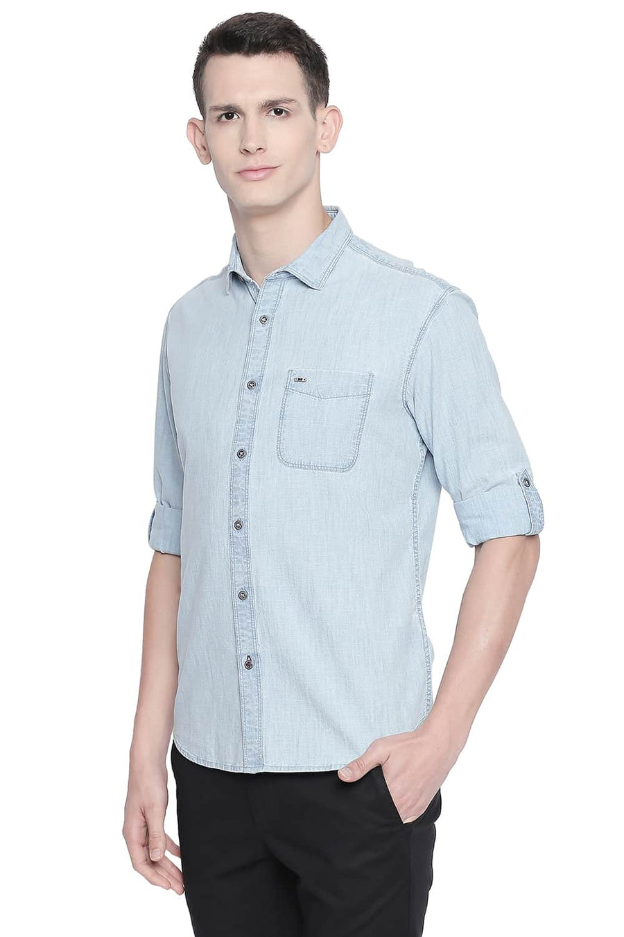 BASICS SLIM FIT BLUE SHADOW INDIGO SHIRT