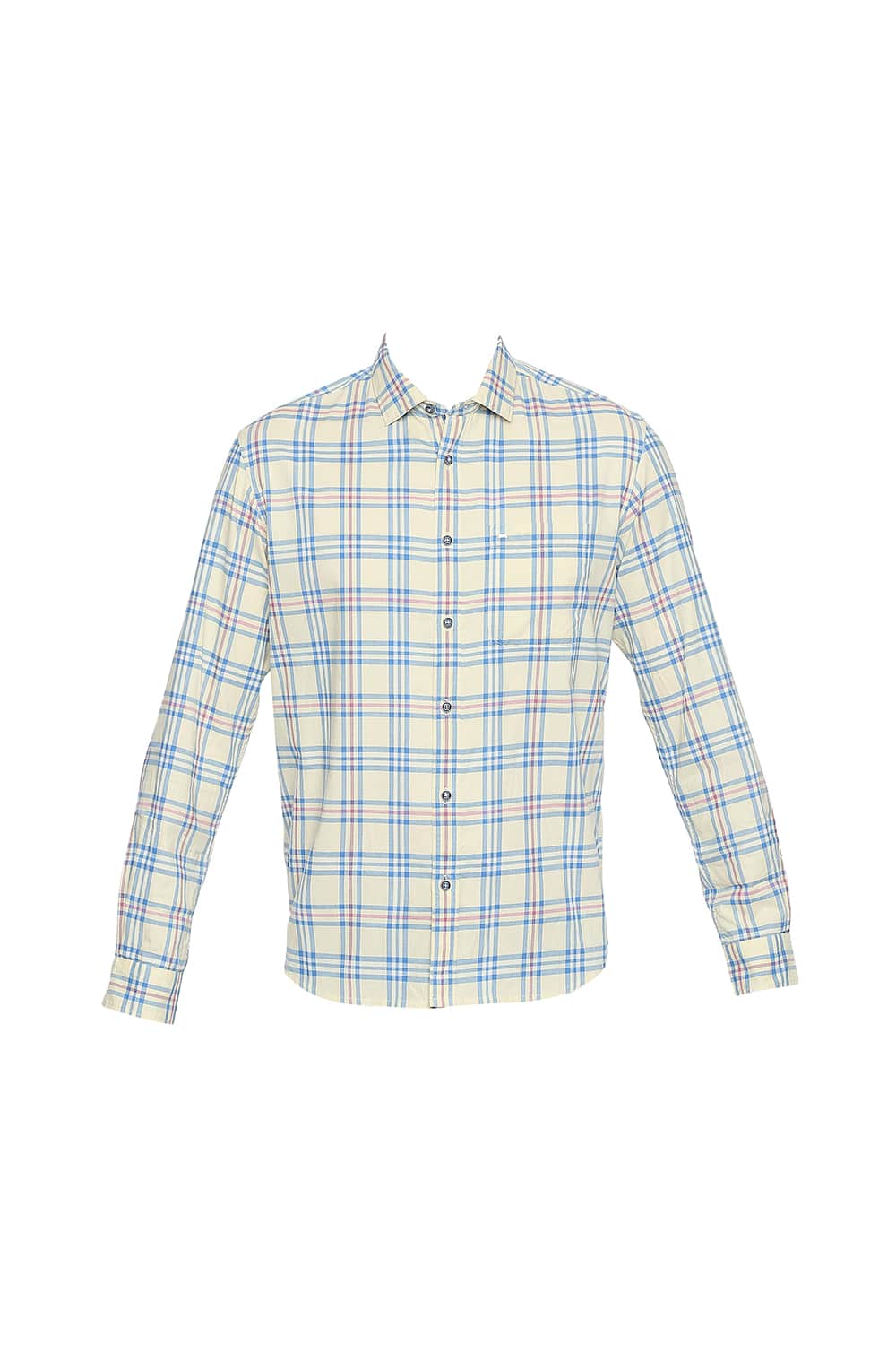 BASICS SLIM FIT PINEAPPLE YELLOW OXFORD CHECKS SHIRT