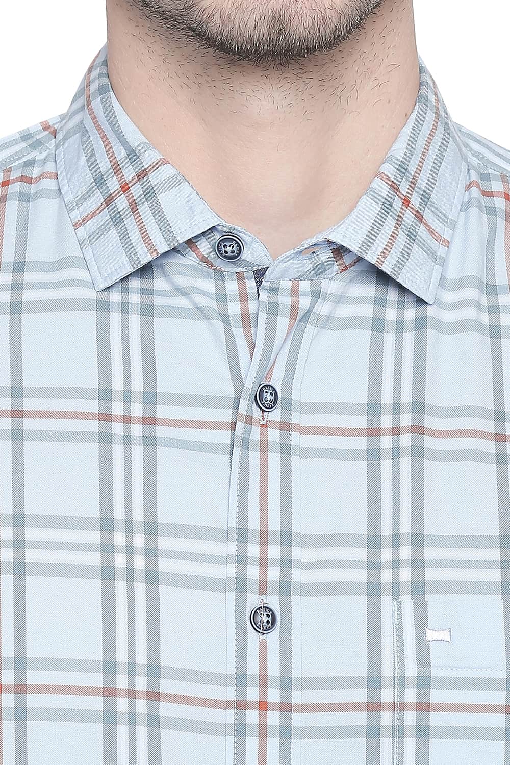 BASICS SLIM FIT DREAM BLUE OXFORD CHECKS SHIRT