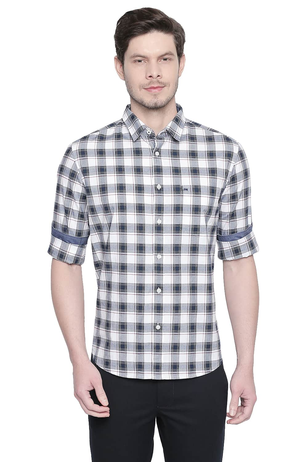 BASICS SLIM FIT OXFORD CHECKS SHIRT