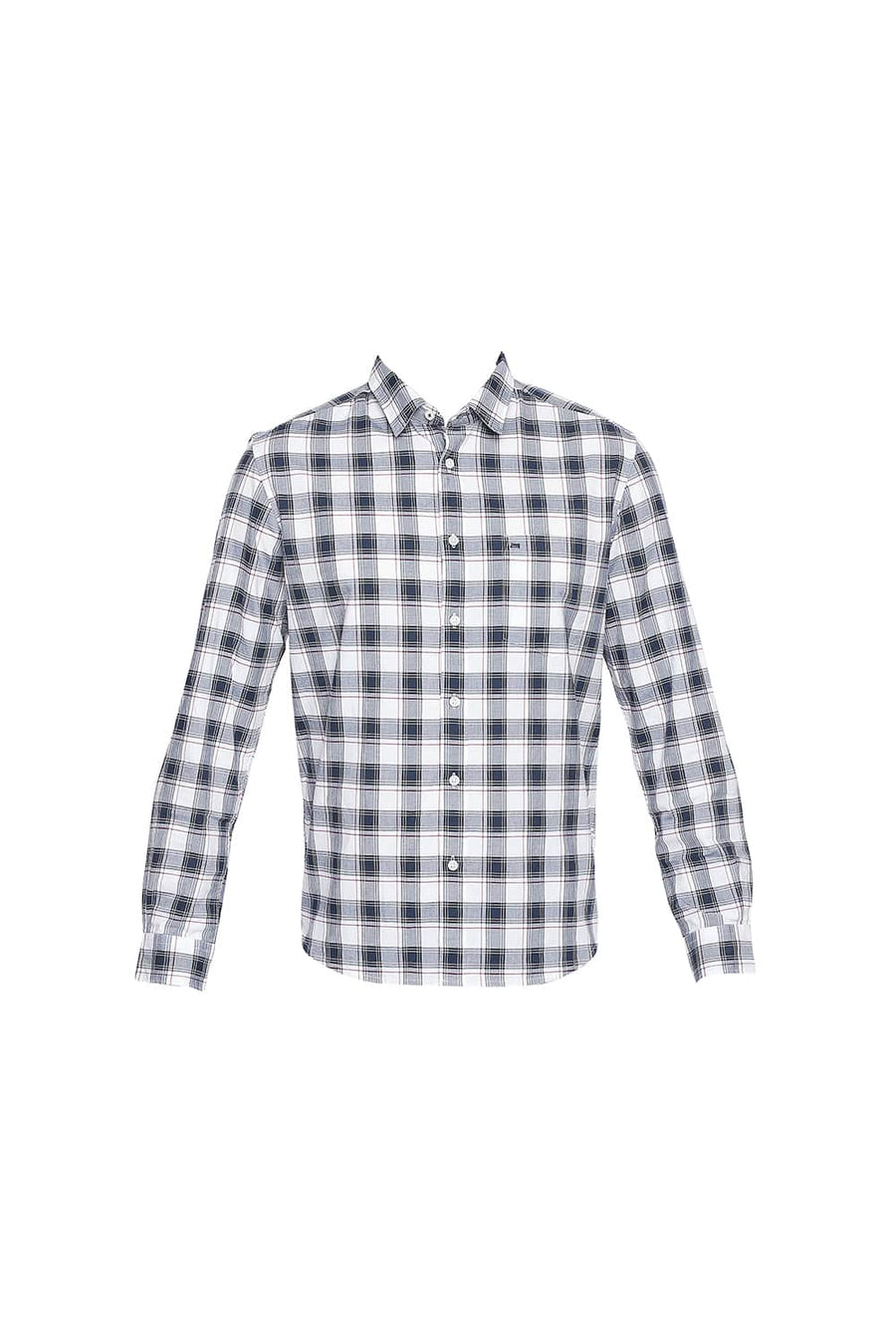 BASICS SLIM FIT PEACOAT NAVY OXFORD CHECKS SHIRT