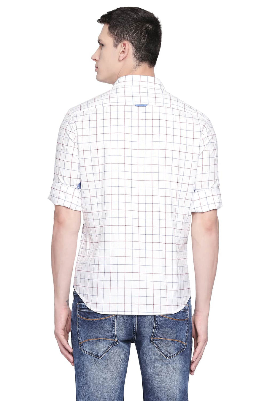 BASICS SLIM FIT RED BERRY OXFORD CHECKS SHIRT