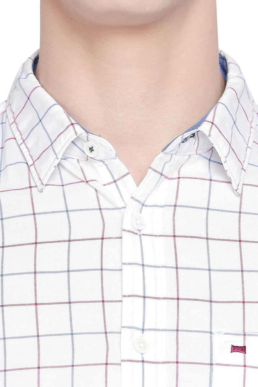 BASICS SLIM FIT RED BERRY OXFORD CHECKS SHIRT