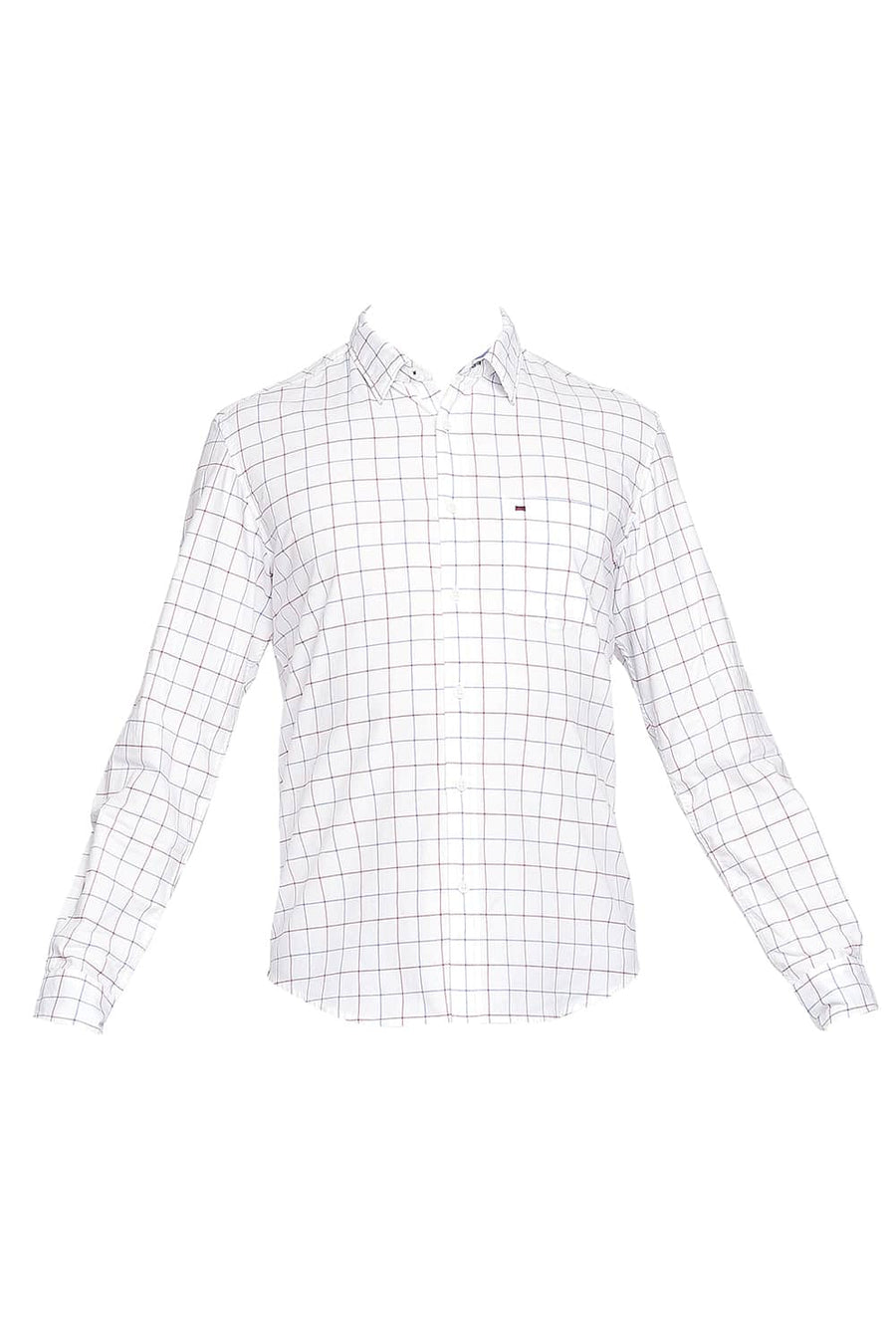 BASICS SLIM FIT RED BERRY OXFORD CHECKS SHIRT