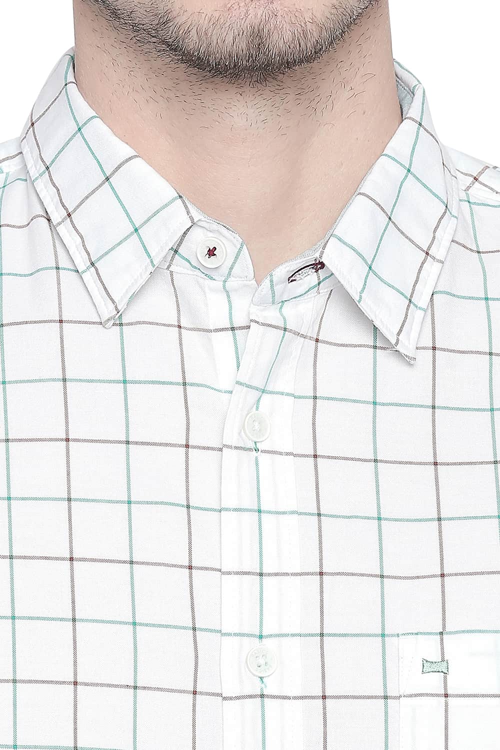BASICS SLIM FIT PARAKEET GREEN OXFORD CHECKS SHIRT