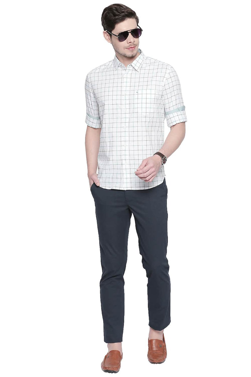 BASICS SLIM FIT OXFORD CHECKS SHIRT