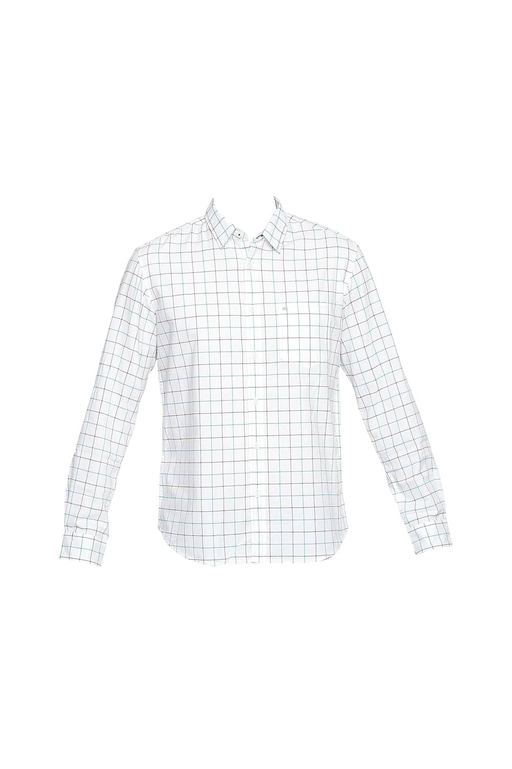 BASICS SLIM FIT PARAKEET GREEN OXFORD CHECKS SHIRT