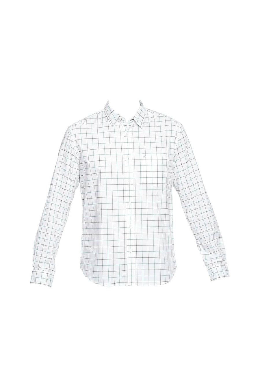 BASICS SLIM FIT PARAKEET GREEN OXFORD CHECKS SHIRT