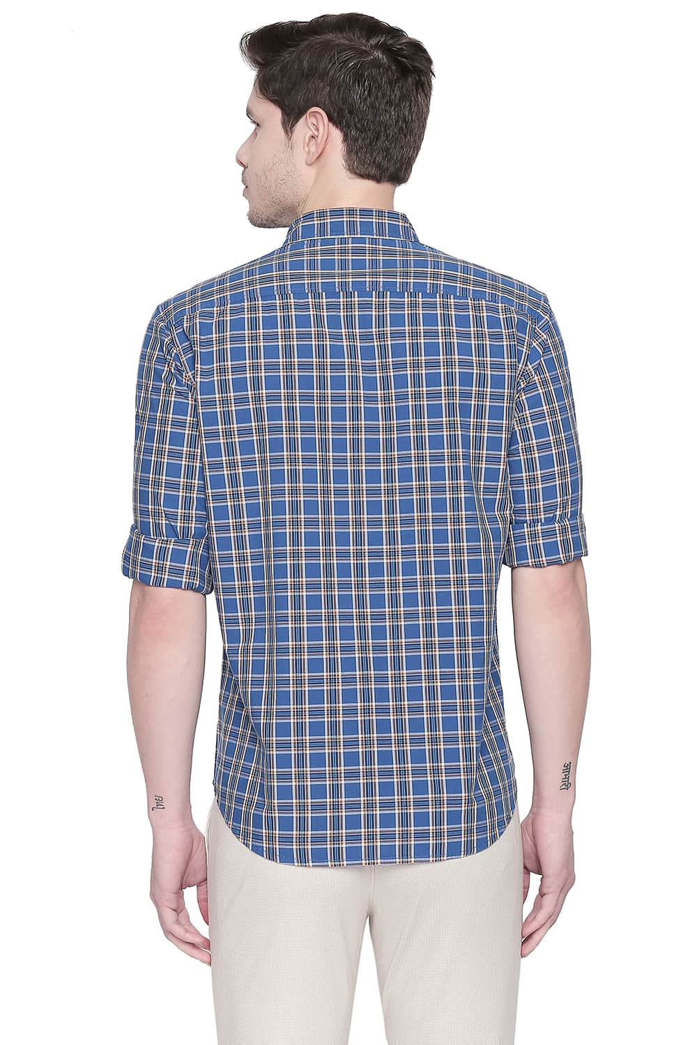 BASICS SLIM FIT VALLARTA BLUE CHECKS SHIRT