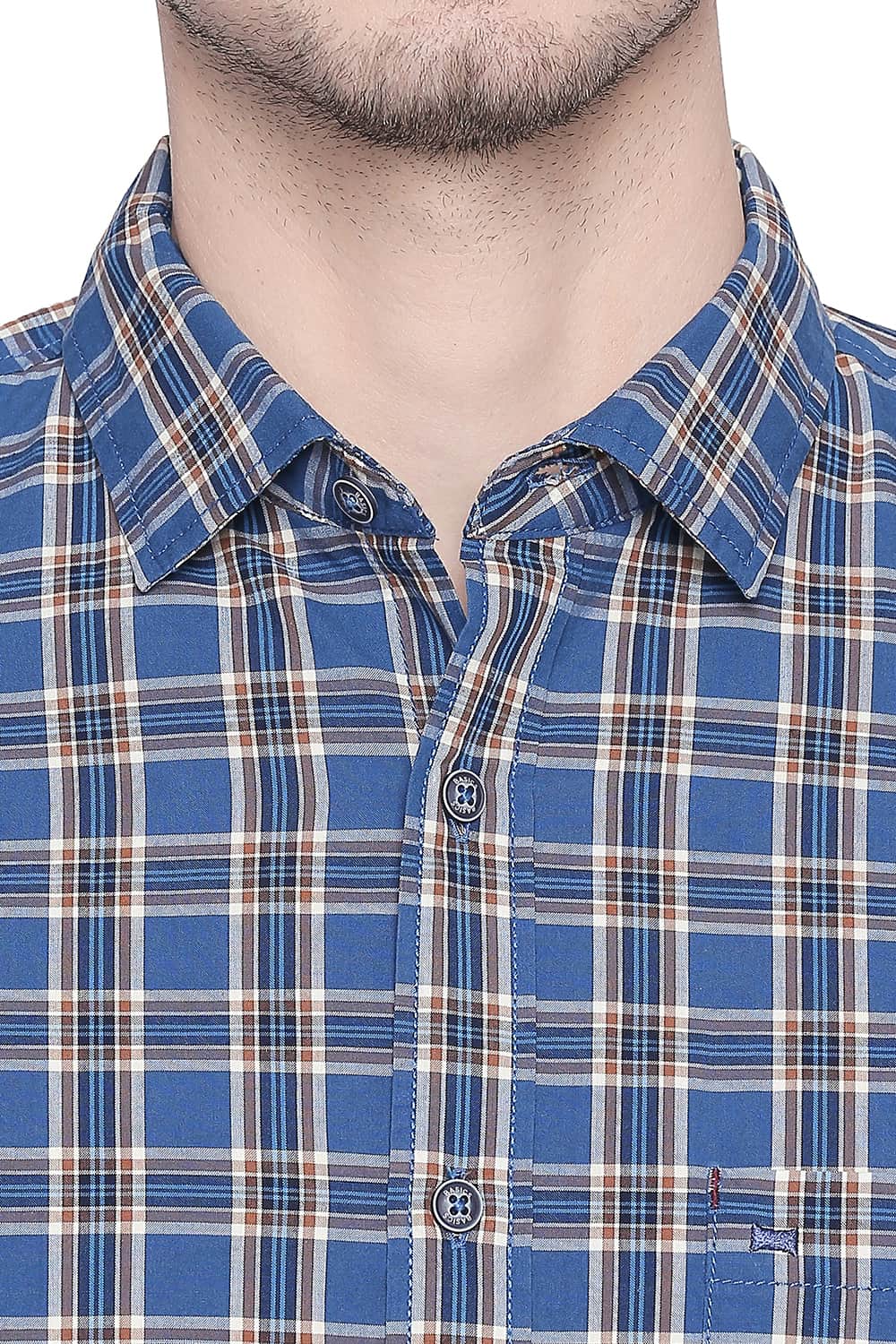 BASICS SLIM FIT VALLARTA BLUE CHECKS SHIRT