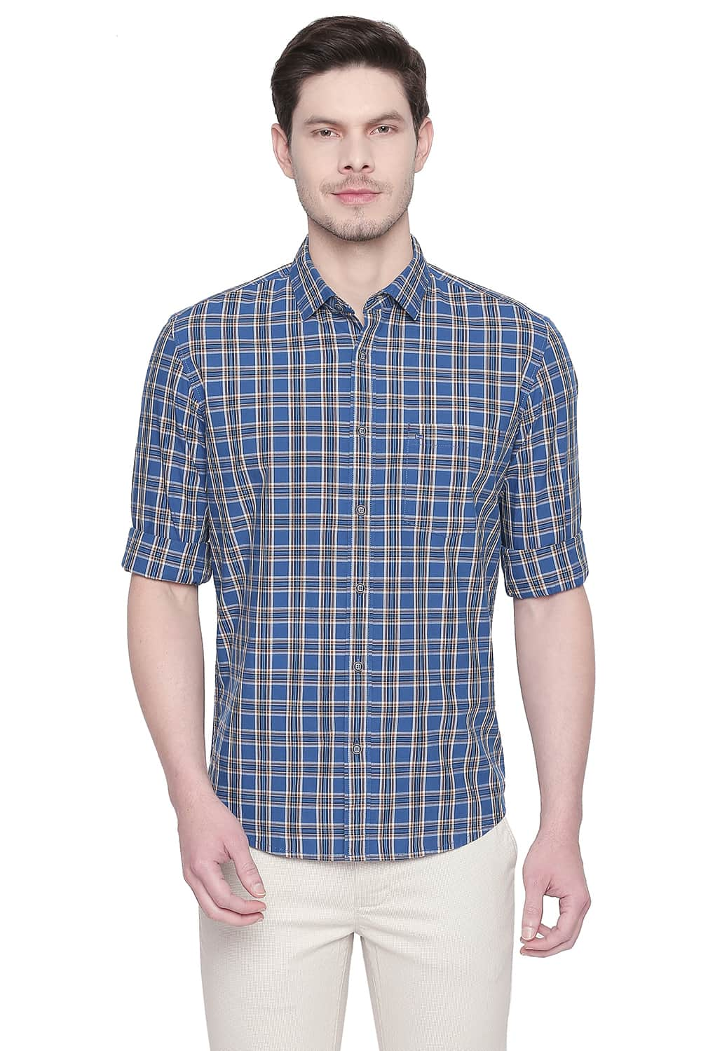 BASICS SLIM FIT CHECKS SHIRT