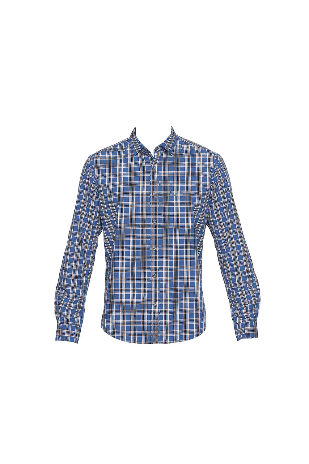 BASICS SLIM FIT VALLARTA BLUE CHECKS SHIRT
