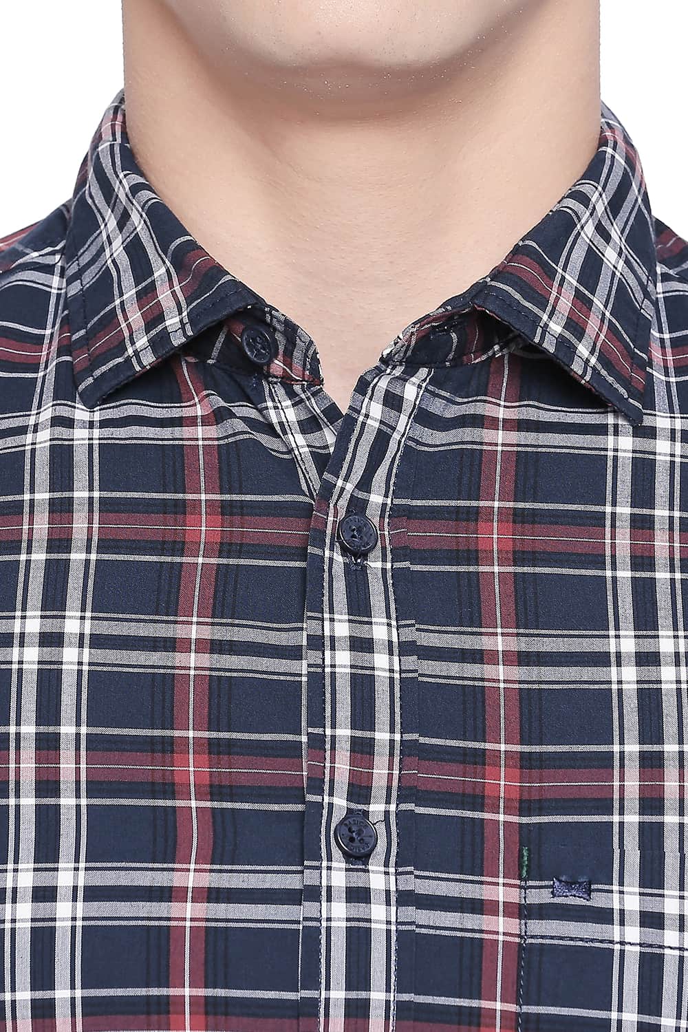 BASICS SLIM FIT BLUE NIGHT CHECKS SHIRT
