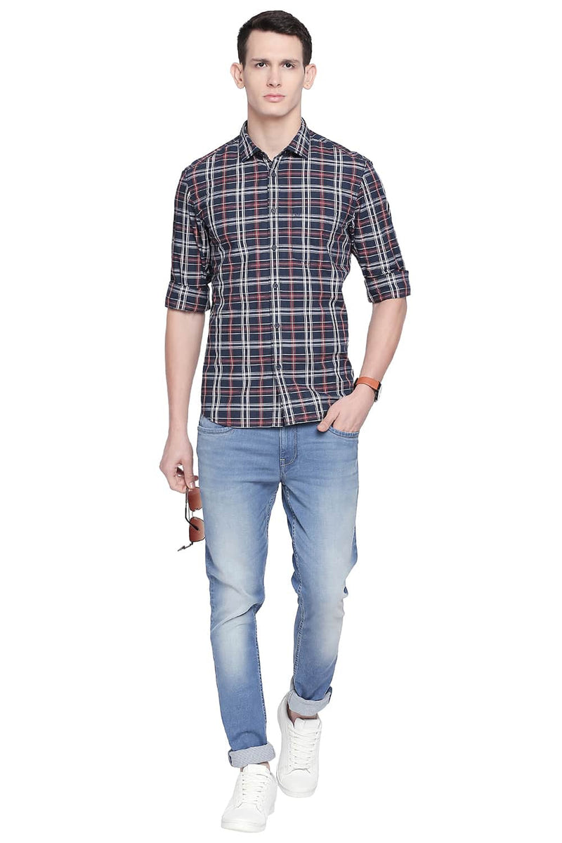 BASICS SLIM FIT CHECKS SHIRT