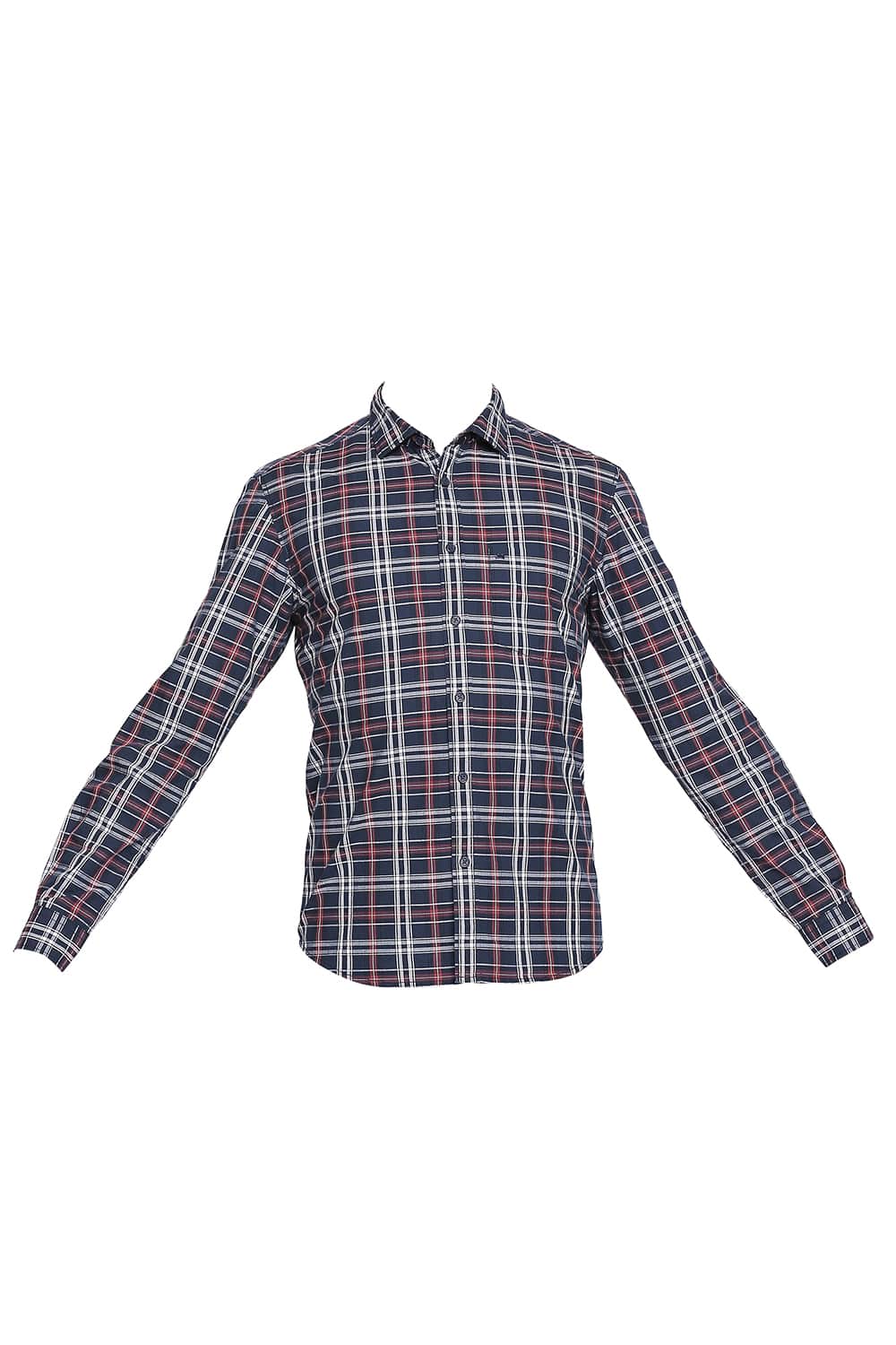 BASICS SLIM FIT BLUE NIGHT CHECKS SHIRT