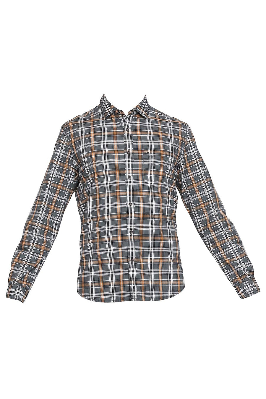 BASICS SLIM FIT TREKKING GREEN CHECKS SHIRT