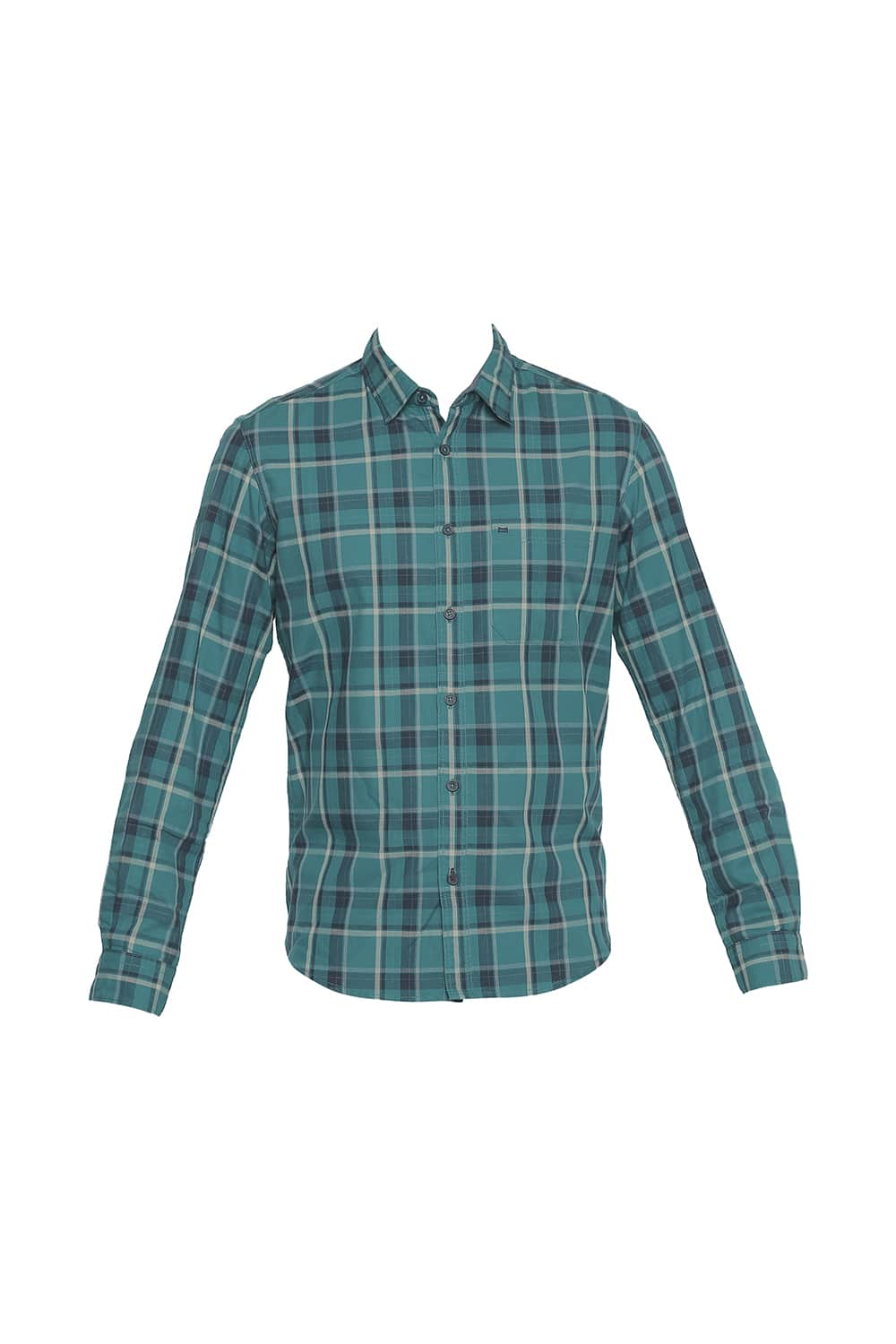 BASICS SLIM FIT TWILL CHECKS SHIRT