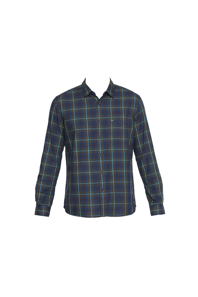 BASICS SLIM FIT TWILL CHECKS SHIRT