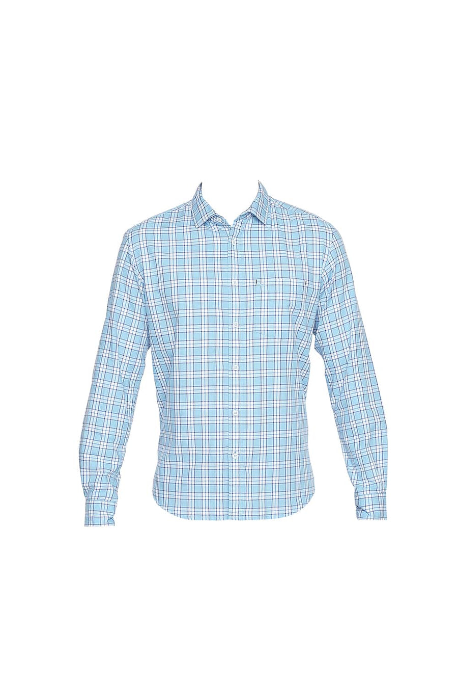 BASICS SLIM FIT ETHEREAL BLUE TWILL CHECKS SHIRT