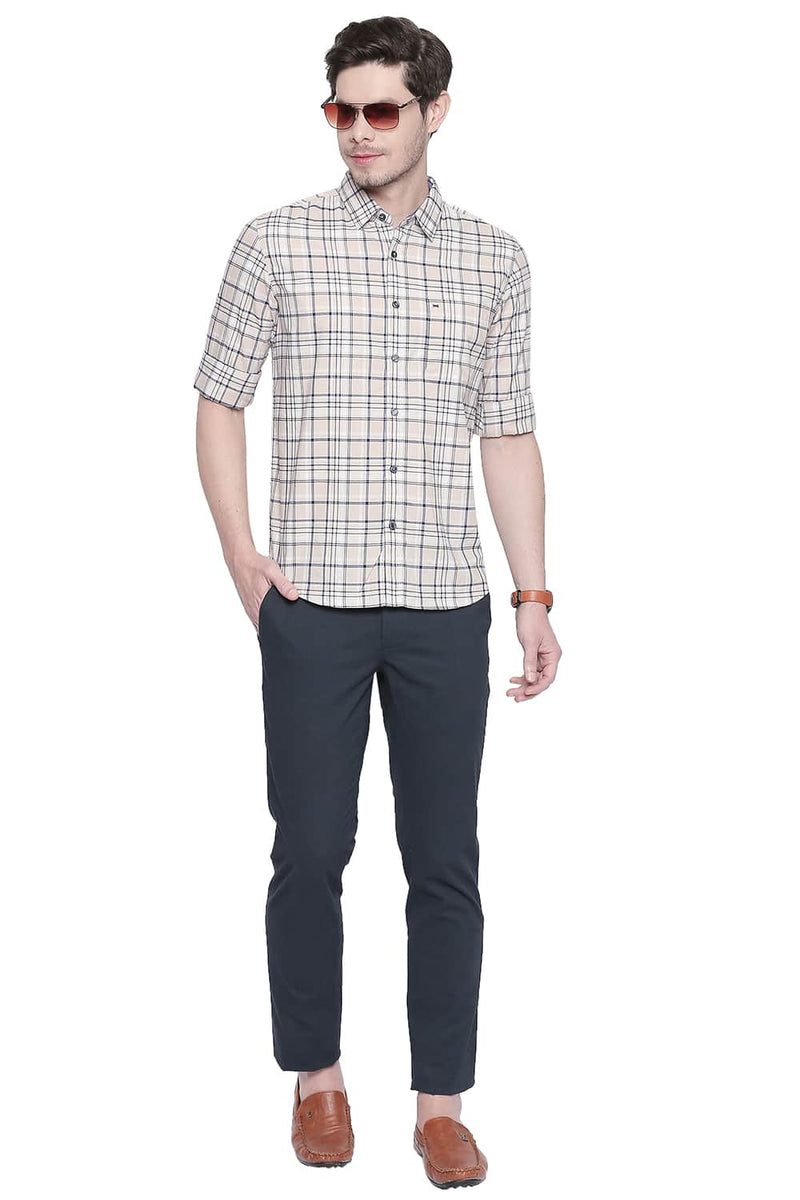 BASICS SLIM FIT OXFORD CHECKS SHIRT