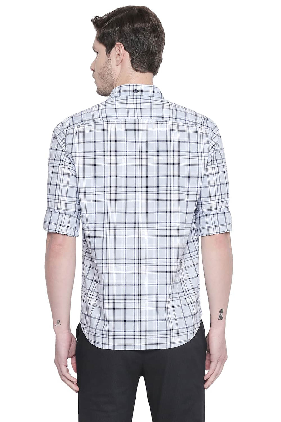 BASICS SLIM FIT KENTUCKY BLUE OXFORD CHECKS SHIRT