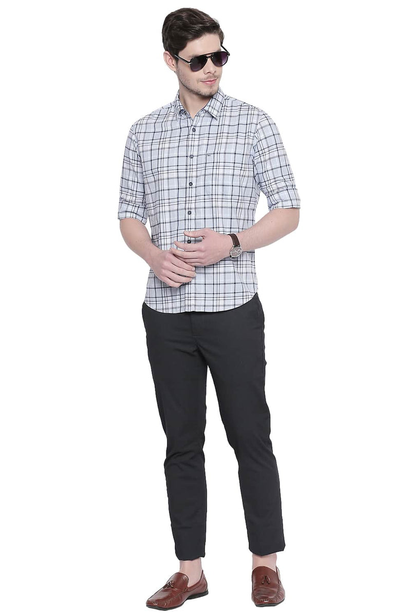 BASICS SLIM FIT OXFORD CHECKS SHIRT