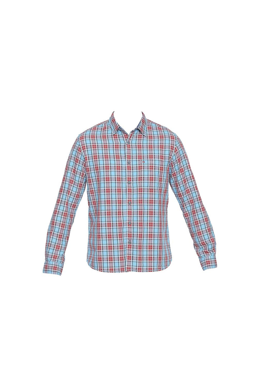 BASICS SLIM FIT AIR BLUE TWILL CHECKS SHIRT
