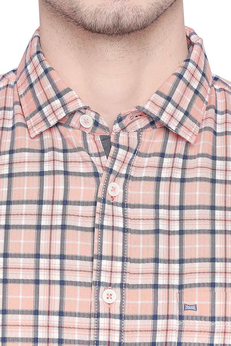 BASICS SLIM FIT TWILL CHECKS SHIRT