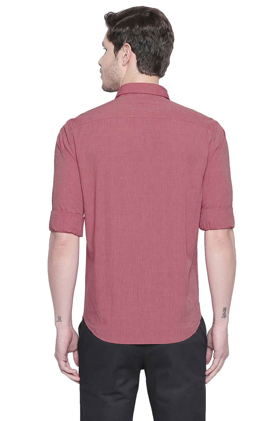 BASICS SLIM FIT ROCOCCO RED FIL A FIL SHIRT